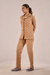 Sweet Moon Knit Cotton Pyjama Set - Nude Brown — thumbnail 4